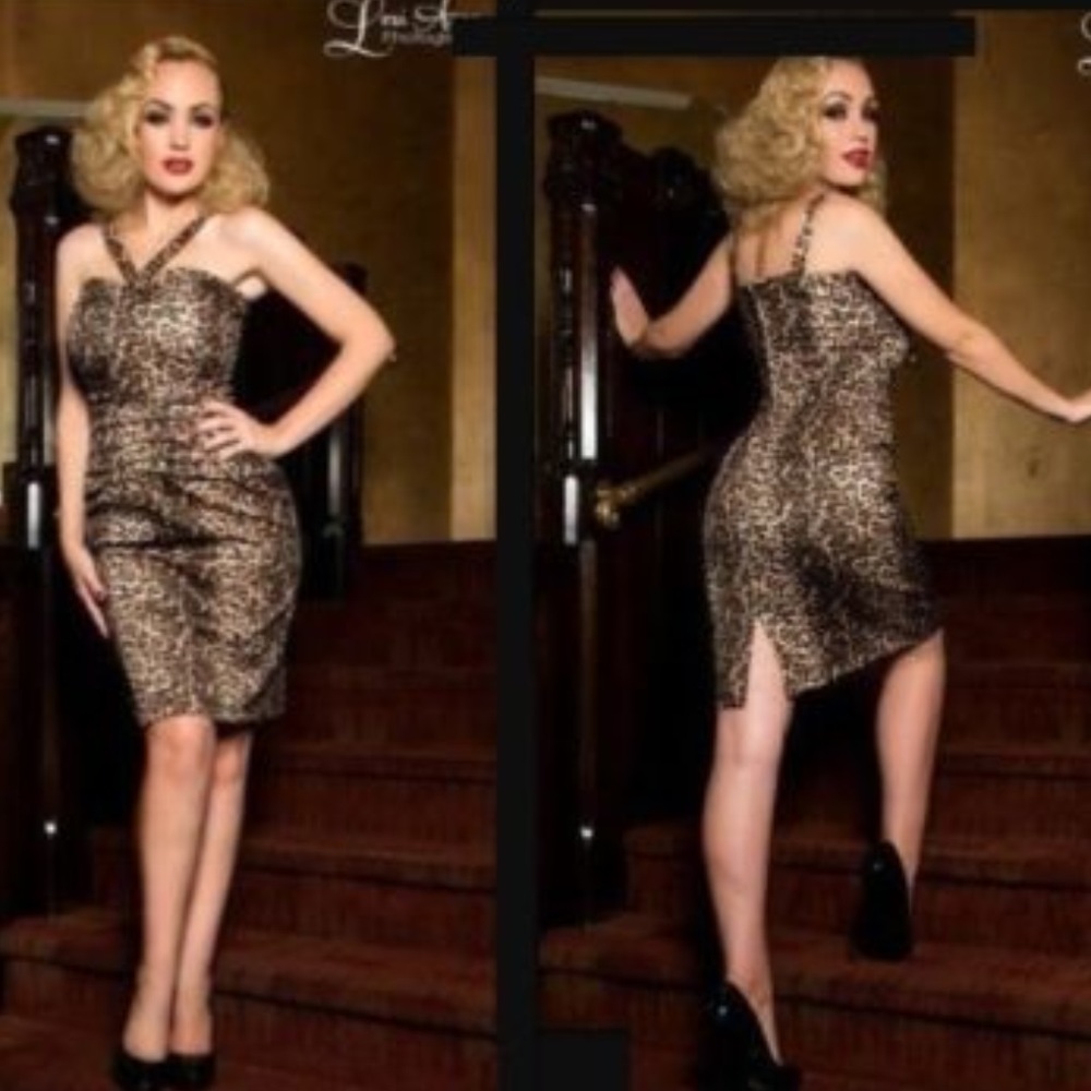 Queen of Heartz Rockabilly Pinup Leopard Dress